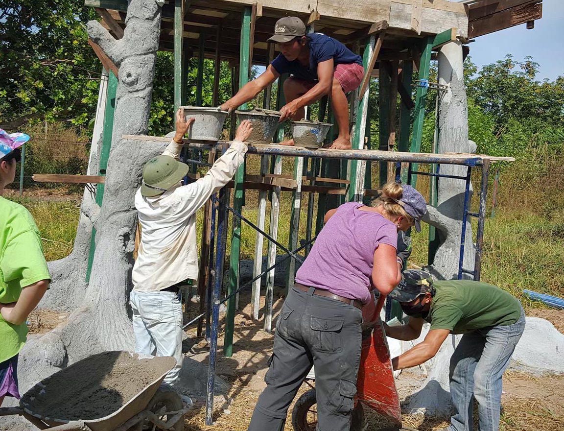 Volunteers construct new enclosures